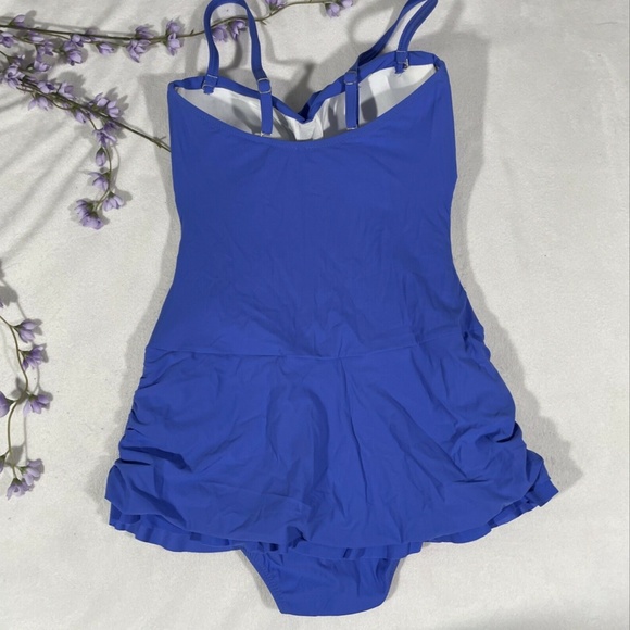 NEW Profile by Gottex [SZ 6‎ ] Tutti Frutti One Piece SwimDress Periwinkle - Picture 7 of 12